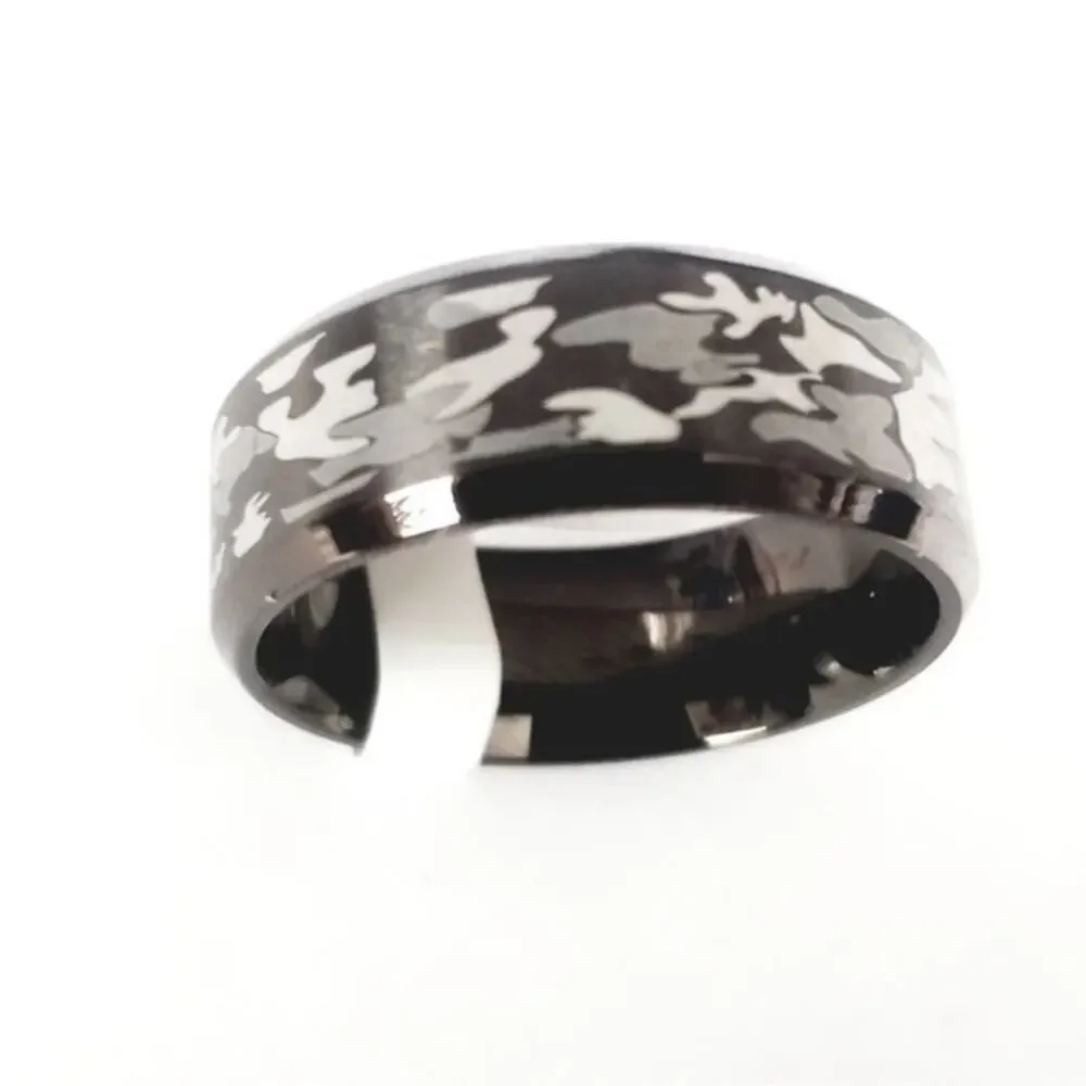New stainless steel camouflage ring‎ size 9